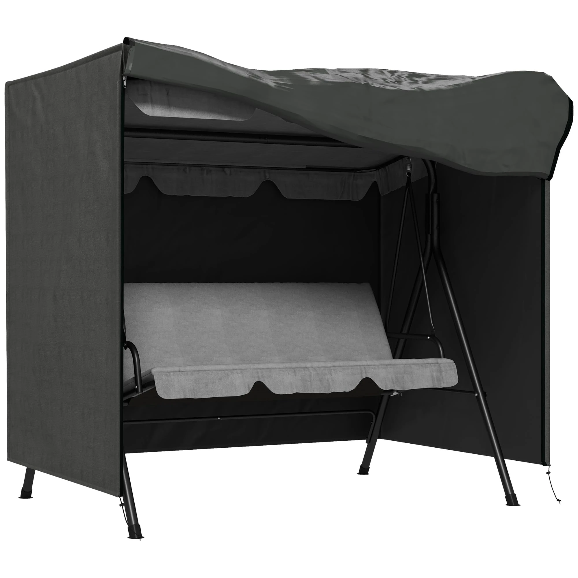 Outsunny 3 Seater 600D Oxford Patio Swing Chair Cover Outdoor Garden Furniture Rain Protection Protector Waterproof Anti-UV, 177 x 114 x 152cm, Dark Grey