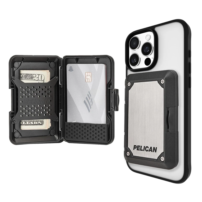 Pelican Shield Magnetic Wallet - RFID Blocking - Snap-on MagSafe - Titanium iPhone Wallet - Drop Protection for Pro Max