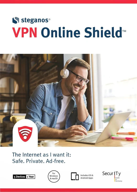 Steganos VPN Online Shield 2024 | The Internet the way I want it: Secure. Private. Ad-free | Made in Germany | Activation Code by email