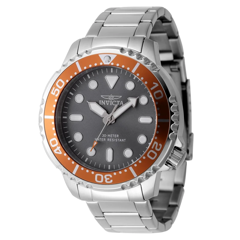 Invicta Pro Diver 47221 Men's Watch - Waterproof - Analogue - Quartz Movement - Stainless Steel with Grey dial - 48mm