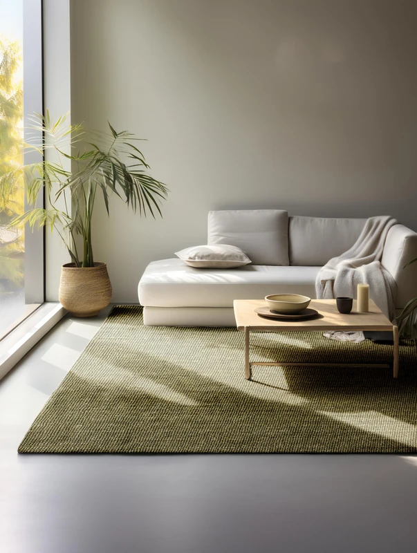 Hanse Home Jute Rug - Natural Living Room Rug Made of 100% Jute - Hand Woven & Environmentally Friendly - Boho Natural Fibre Jute Rug for Living Room, Bedroom, Dining Room - Green, 160 x 230 cm
