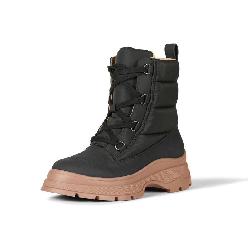 Amazon Essentials Women's Lace-Up Puffer Boots, Black, 4.5 UK