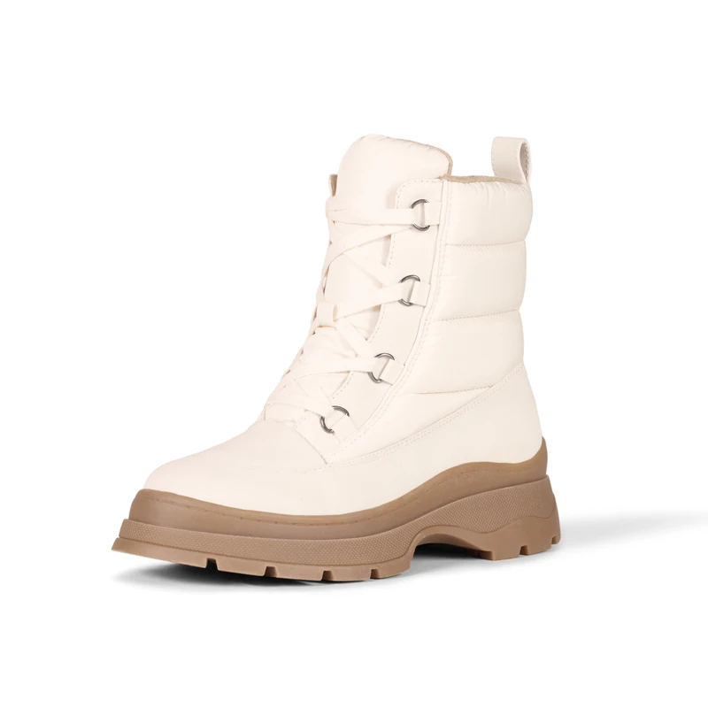 Amazon Essentials Women's Lace-Up Puffer Boots, Ivory, 7 UK