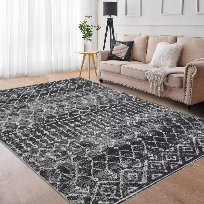 Auton Boho Rug, Modern Rug, Neutral Rug for Bedroom Decoration, Living Room Decoration Ideas, Playroom, 200 x 290 cm, Grey
