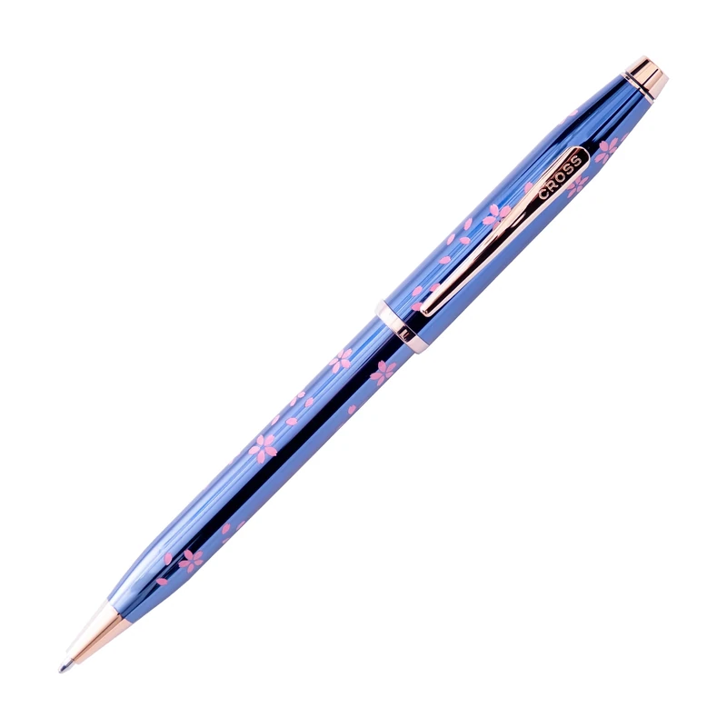 CROSS Century II AT0082-163 Limited Edition Sakura Day and Night Collection - Twist-Action Brass Resin Ballpoint Pen with Contoured Grip and Black Ink, Medium Point, 1 Pack, Cobalt Blue