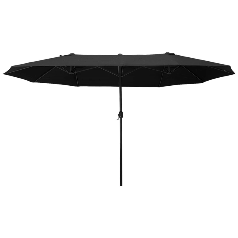 Outsunny 4.6m Garden Parasol Double-Sided Sun Umbrella Patio Market Shelter Canopy Shade Outdoor Black - NO BASE