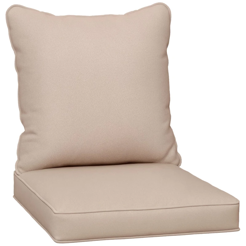 Outsunny Cushion Set with 1 Seat Cushion and 1 Back Pad for Dining Chair, Bench, Swing, Sofa, Water Repellent Outdoor Seat Pads for Indoor Outdoor Use, CUSHION ONLY, Beige
