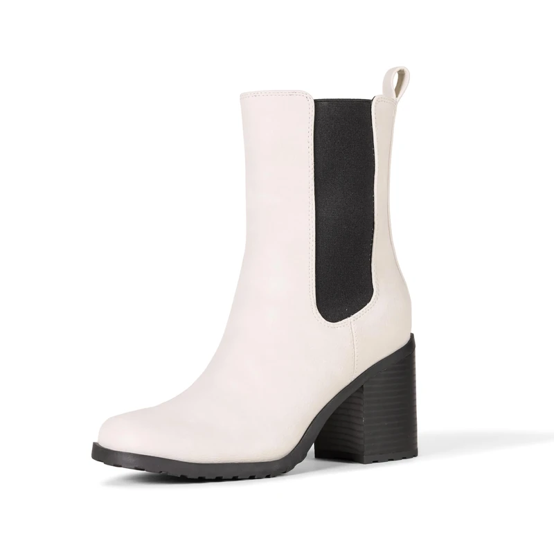 Amazon Essentials Women's Mid-Calf Heeled Chelsea Boots, Sand, 11 UK