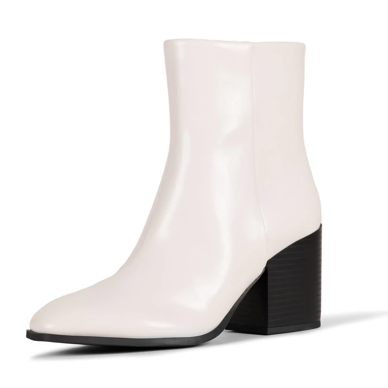 Amazon Essentials Women's Clean-Heel Ankle Boots, Ivory, 8.5 UK