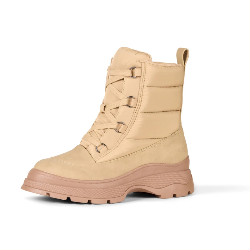 Amazon Essentials Women's Lace-Up Puffer Boots, Khaki Brown, 8.5 UK