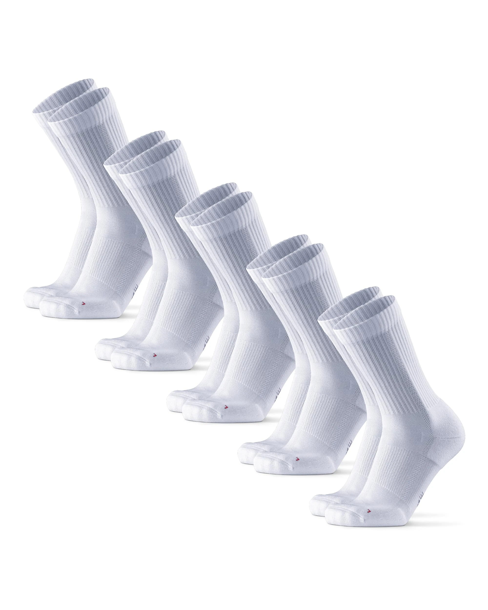 DANISH ENDURANCE Cushioned Running Socks for Long Distances, Crew Socks, for Men & Women, Unisex, 3 or 5 Pack, White, 43-47