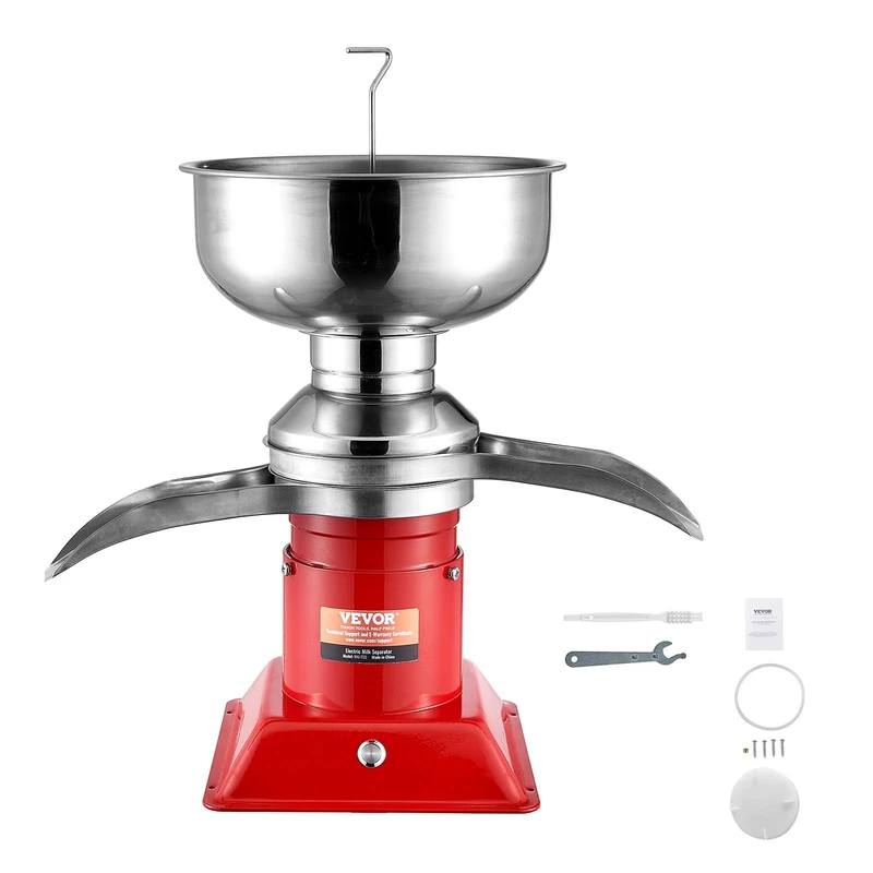 VEVOR Milk Cream Centrifugal Separator, Electric Cream Separator Machine in 304 Stainless Steel 100 L/H 10500 RPM, Centrifugal Skimmer for Cream Cheese Sweets 30 W, 100-240 V