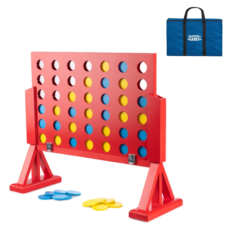 Toyrific Grasshopper Games | 4 in Row, 46 Discs and Carry Bag, Classic Four in a Line Game, Outdoor Family Game for Kids and Adults