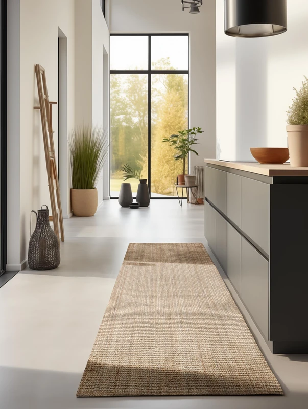 Hanse Home Jute Rug - Natural Living Room Rug Made of 100% Jute - Hand Woven & Environmentally Friendly - Boho Natural Fibre Jute Rug for Living Room, Bedroom, Dining Room - Natural Gold, 80 x 200 cm - Image 1