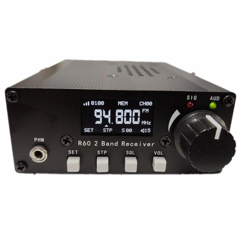 RIYAN DIY Aviation Radio R60 FM 88-108MHz Air Band R60 Receiver Aviation Radio PLL Secondary Frequency Conversion +Case
