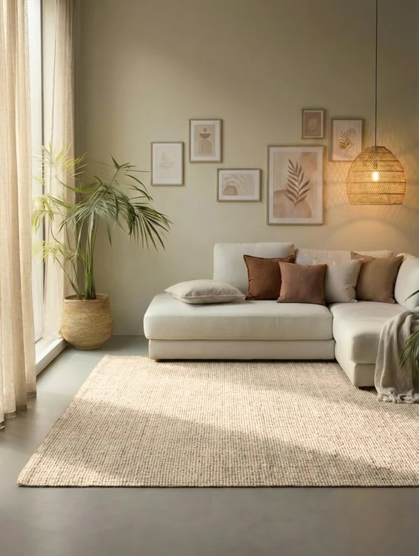 Hanse Home Jute Rug - Natural Living Room Rug Made of 100% Jute - Hand Woven & Environmentally Friendly - Boho Natural Fibre Jute Rug for Living Room, Bedroom, Dining Room - Natural White Ivory, 120 x