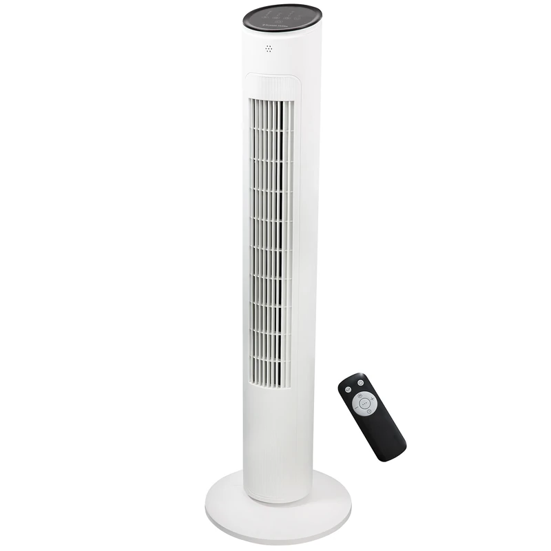 Russell Hobbs Premium Tower Electric Pedestal Fan in White with Remote Control,1m Height, 3 Speed Settings, Oscillating & Adjustable Tilt, 32W, 2 Year Guarantee, RHTWR3S