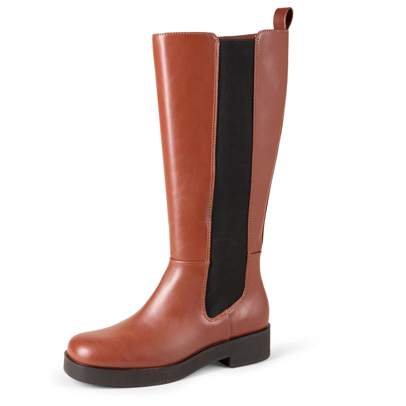 Amazon Essentials Women's Tall-Gusset Knee-High Boots, Chestnut Brown, 6 UK
