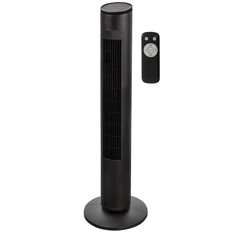 Russell Hobbs Premium Tower Electric Pedestal Fan in Black with Remote Control,1m Height, 3 Speed Settings, Oscillating & Adjustable Tilt, 32W, 2 Year Guarantee, RHTWR3SB