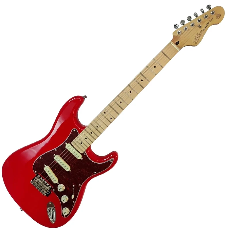 VINTAGE V60 MAPLE COASTER SERIES ELECTRIC GUITAR - GLOSS RED