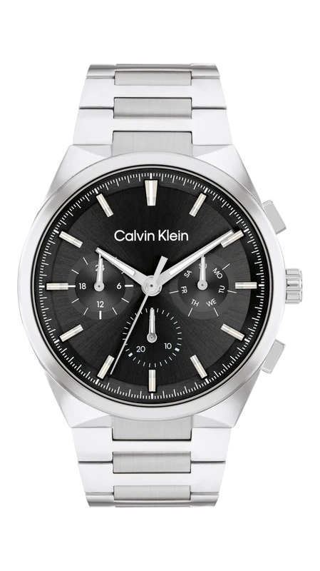 Calvin Klein Three Hand Quartz Movement Watch for Men DISTINGUISH Collection with Silver Stainless Steel Bracelet - 25200459