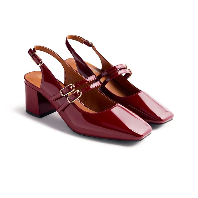 GIOSEPPO SODUS Patent Effect Mary-Jane Shoes, Burgundy, 5 UK - Image 1