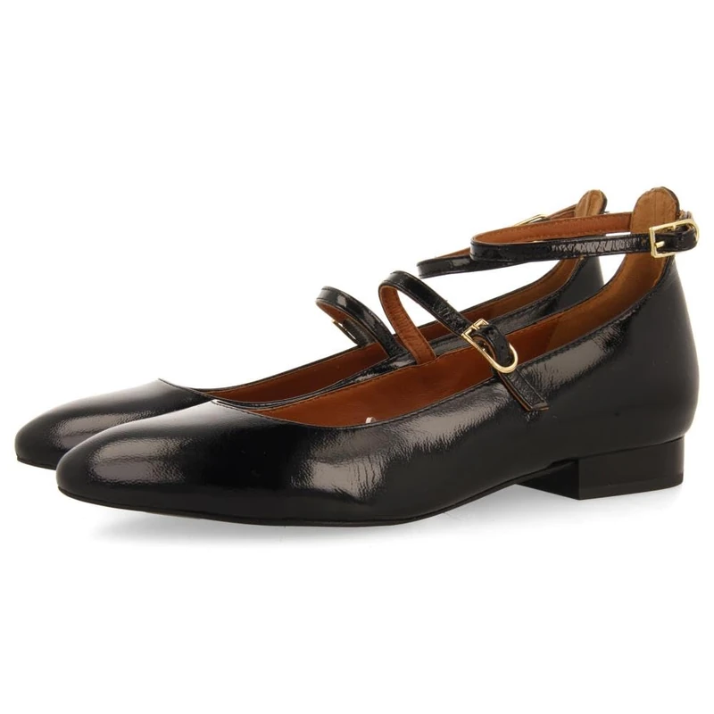 GIOSEPPO KALSEN Patent Leather Effect Ballerinas, Black/White, 4 UK