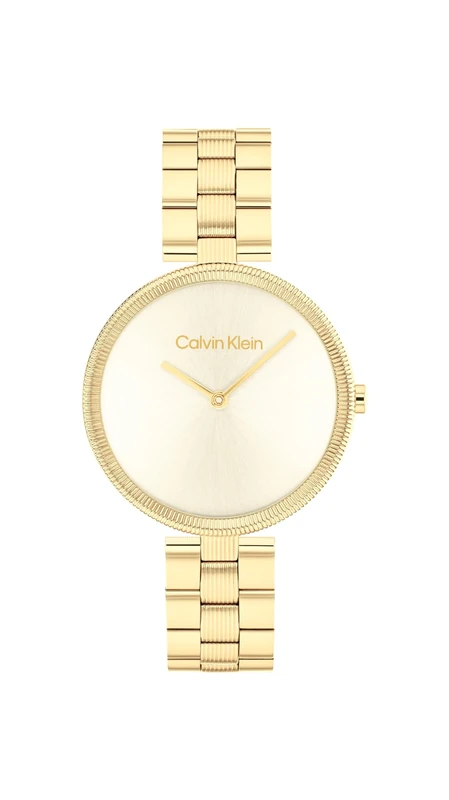 Calvin Klein Analogue Quartz Watch for Women Gleam Collection with Gold Colored Stainless Steel Bracelet - 25100014