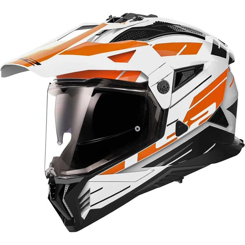 LS2 Pioneer II Adventure Motorcycle Motocross Helmet - Namib - WHITE ORANGE - S