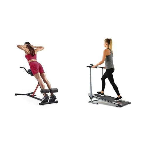 Sunny Health and Fitness Hyperextension Roman Chair Bench with Adjustable Incline - SF-BH620062 and Foldable Treadmill SF-T1407M