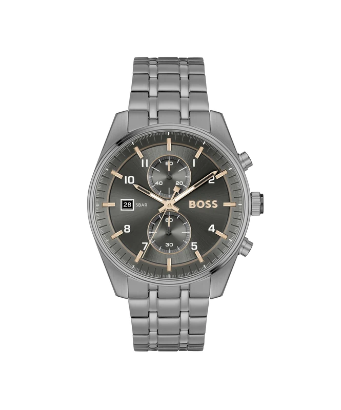 BOSS Chronograph Quartz Watch for Men SKYTRAVELLER Collection with Grey Stainless Steel Bracelet - 1514153