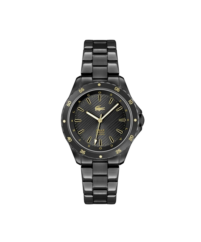 Lacoste Analogue Quartz Watch for Women Santorini Collection with Black Stainless Steel Bracelet - 2001373