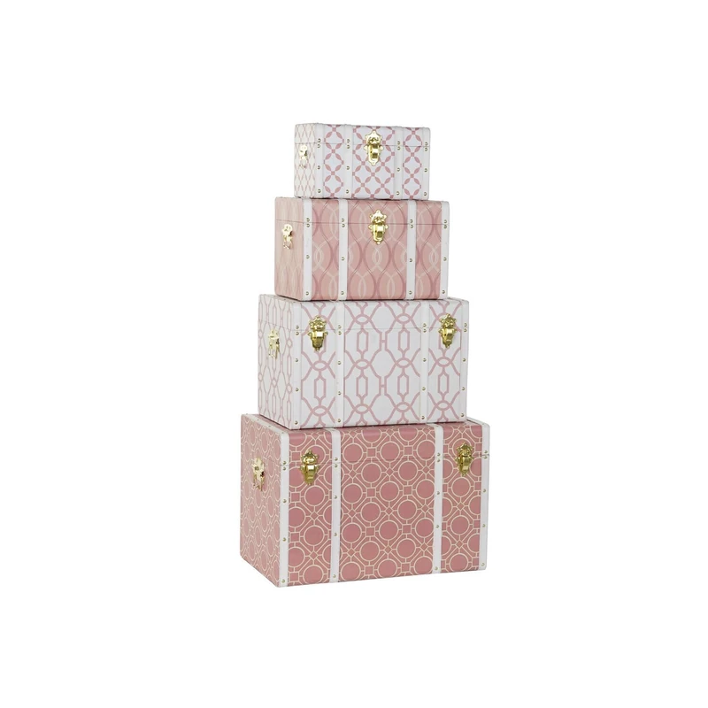 Baul Set of 4 MDF PU 60 x 35 x 41 cm Naranja