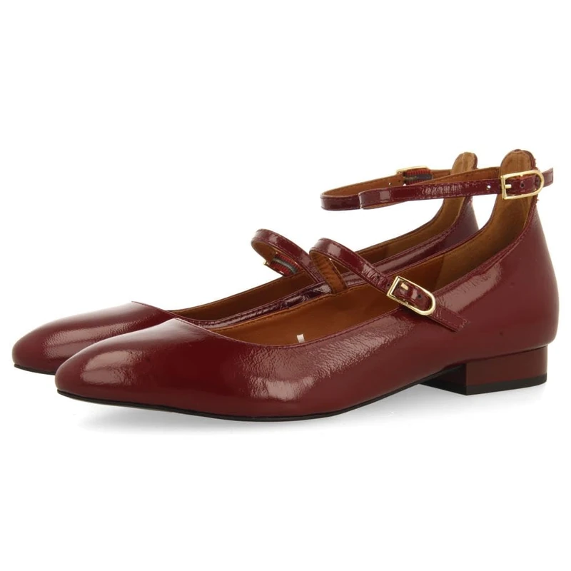GIOSEPPO KALSEN Patent Leather Effect Ballerinas, Burgundy, 8 UK