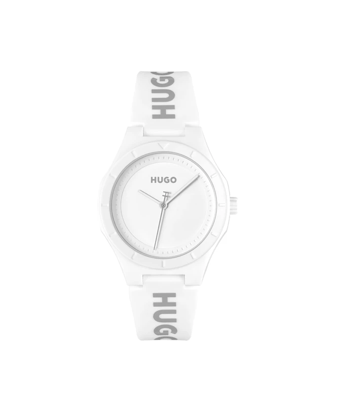 HUGO Analogue Quartz Watch for Women #LIT for HER Collection with White Silicone Bracelet - 1540165