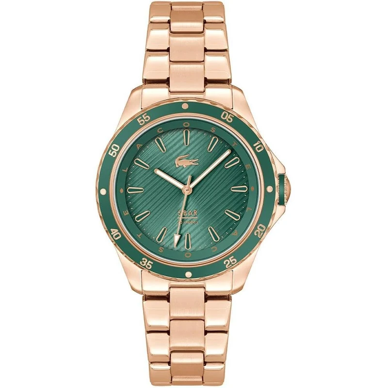 Lacoste Analogue Quartz Watch for Women Santorini Collection with Carnation Gold Colored Stainless Steel Bracelet - 2001372