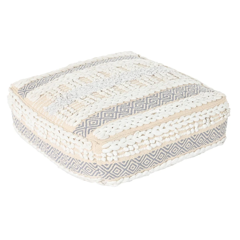 Cotton Floor Cushion 60X60X25 6300 GR, White Stripes