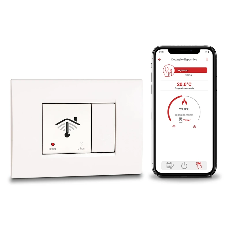 VEMER Built-in WiFi, 2 modules, Smart Thermostat controllable with APP, Alexa and Google Home Compatible, Weekly Programming, 230 V Power Supply, White