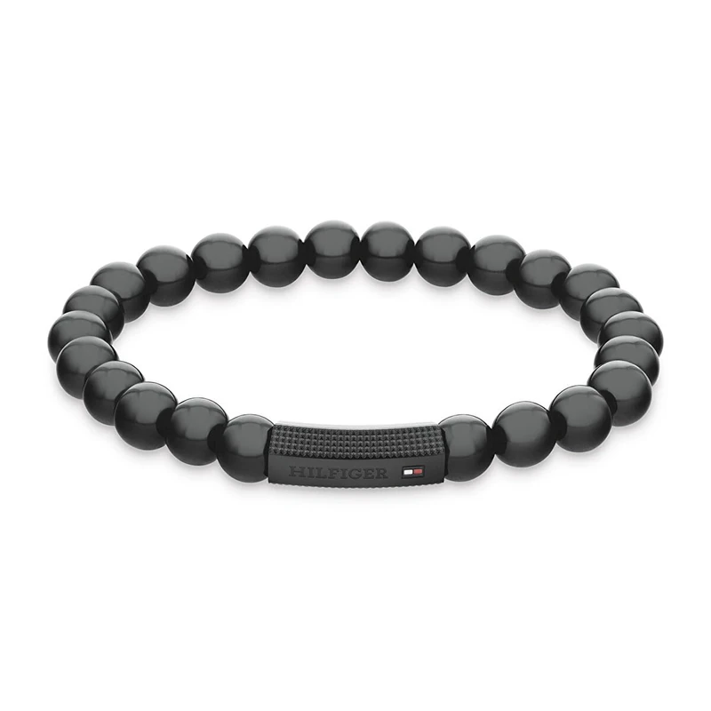 Tommy Hilfiger Jewelry Men's Beaded Bracelet with Onyx Stones - 2790581