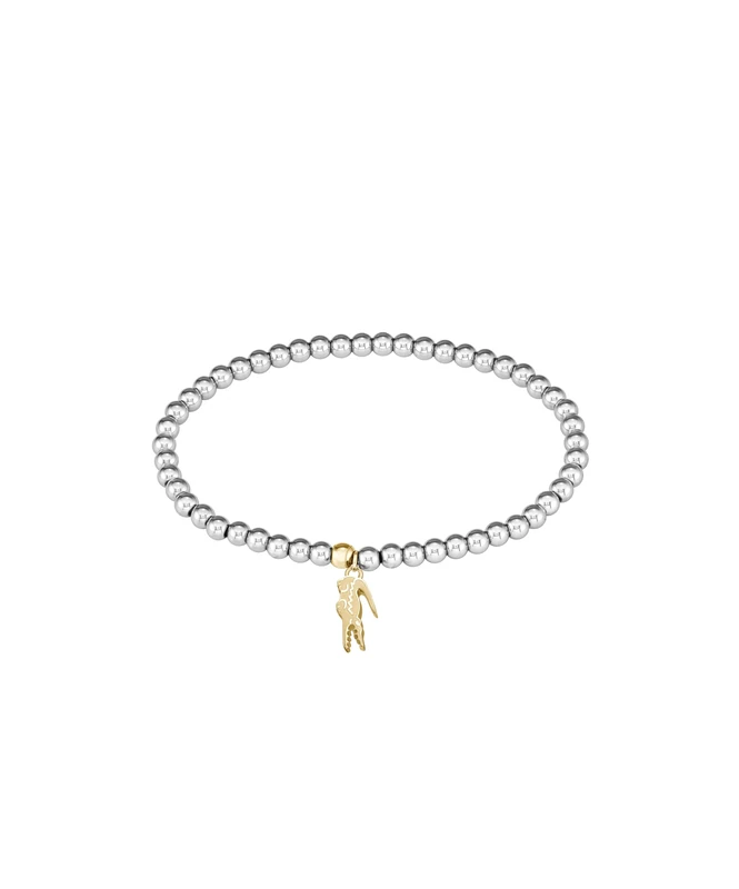 Lacoste Women's ORBE Collection Beaded Bracelet in Stainless Steel with a Crocodile-Shaped Charm - 2040332