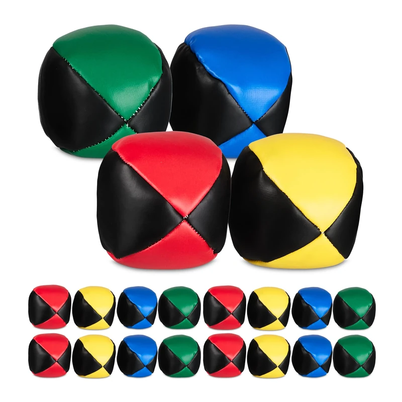 Relaxdays Juggling Balls, Set of 20, for Beginners and Professionals, Soft, Children, Adults, Set, Ø 6.5 cm, Colourful