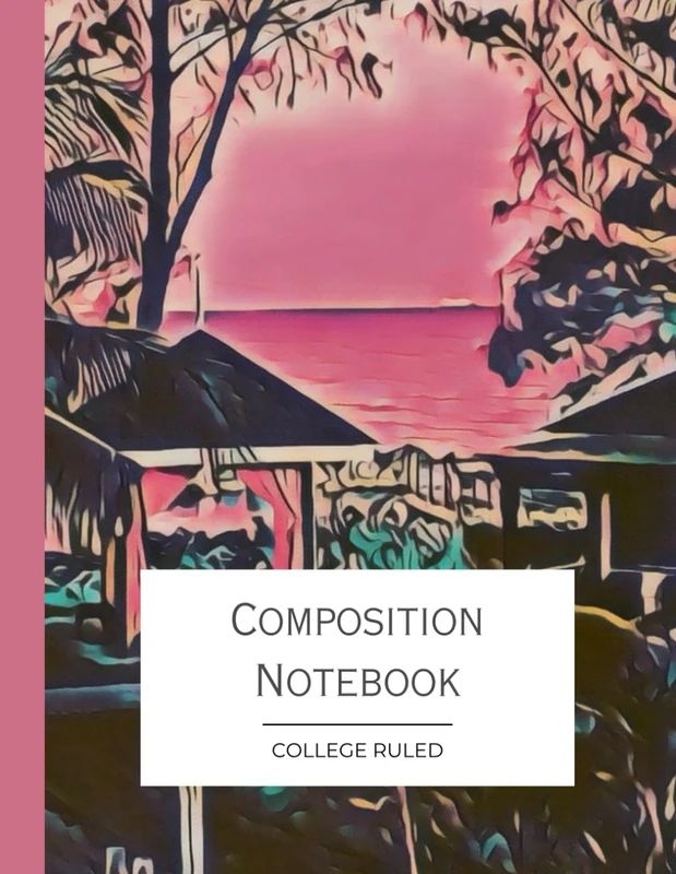 Travel Beach Theme Composition Notebook, College-ruled, 130 pages: PINK Cove Sunrise Ocean view, lined pages, 8.5x11