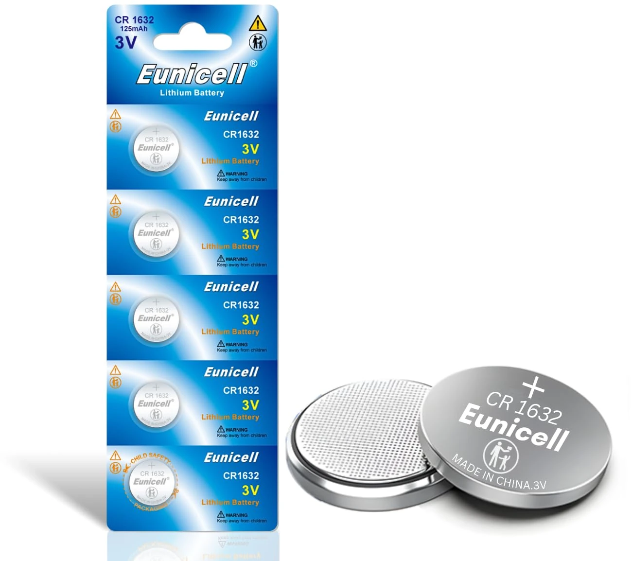 Eunicell - 50 x CR1632 3V Lithium Coin Battery/Button Cell Battery - Suitable for use in LED lights, Digital Voice Recorders, Toys, Blood Glucose, Cholesterol Testing, Meters, Toys