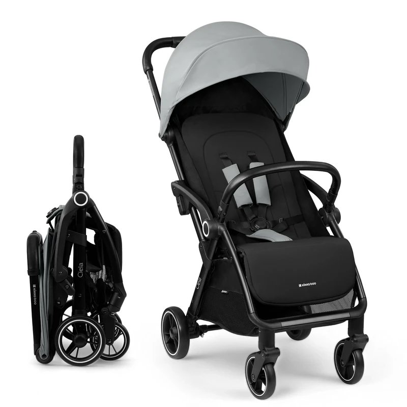 KikkaBoo Ciela Buggy Pushchair up to 22 kg - Comfortable & Suitable for Everyday Use, One-Hand Foldable, Breathable & Water-Repellent, Includes Rain Cover, Grey