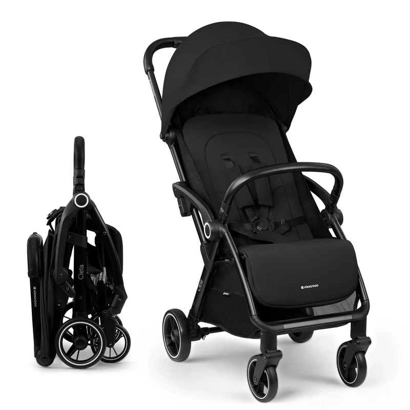 KikkaBoo Ciela Buggy Pushchair up to 22 kg - Comfortable & Suitable for Everyday Use, One-Hand Foldable, Breathable & Water-Repellent, Includes Rain Cover, Black