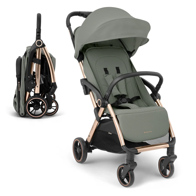 KikkaBoo Eden Pushchair Buggy up to 22 kg - Lightweight (7.1 kg), Compact & Stylish, One-Hand Foldable, Includes Rain Cover, Army Green