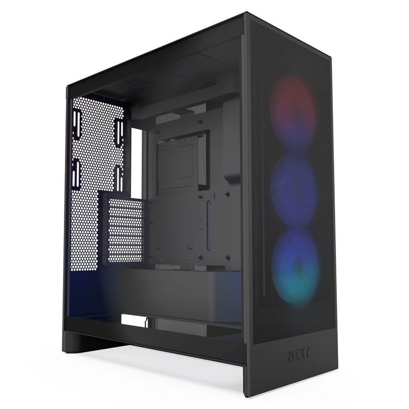 NZXT H7 Flow RGB | Mid-Tower ATX Airflow Case with RGB Fans | Supports Bottom Fans for Direct GPU Cooling | Includes 360mm RGB Single-Frame Fan Unit | Cable Management | Black