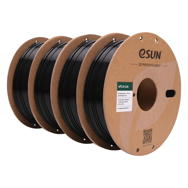 eSUN PLA Filament 1.75mm, 3D Printer Filament PLA Dimensional Accuracy +/- 0.03mm, 1KG per Spool, 4 Spools 3D Printing Filament,Black