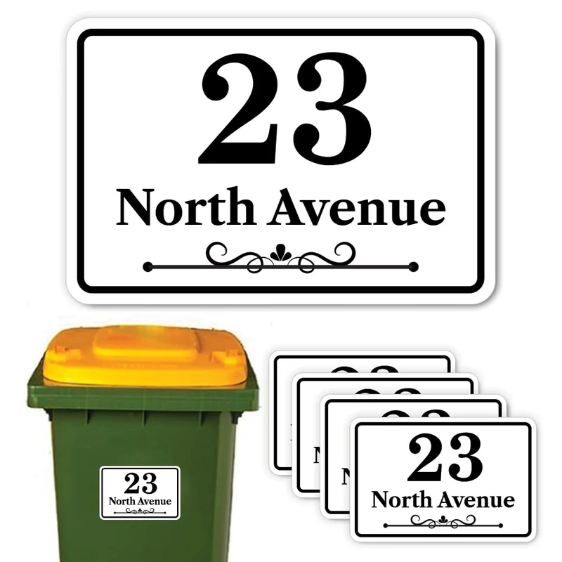 Papa Prints Wheelie Bin Numbers for Wheelie Bins Pack of 4 Wheelie Bin Stickers Numbers (150 x 100mm) Waterproof Bin Number