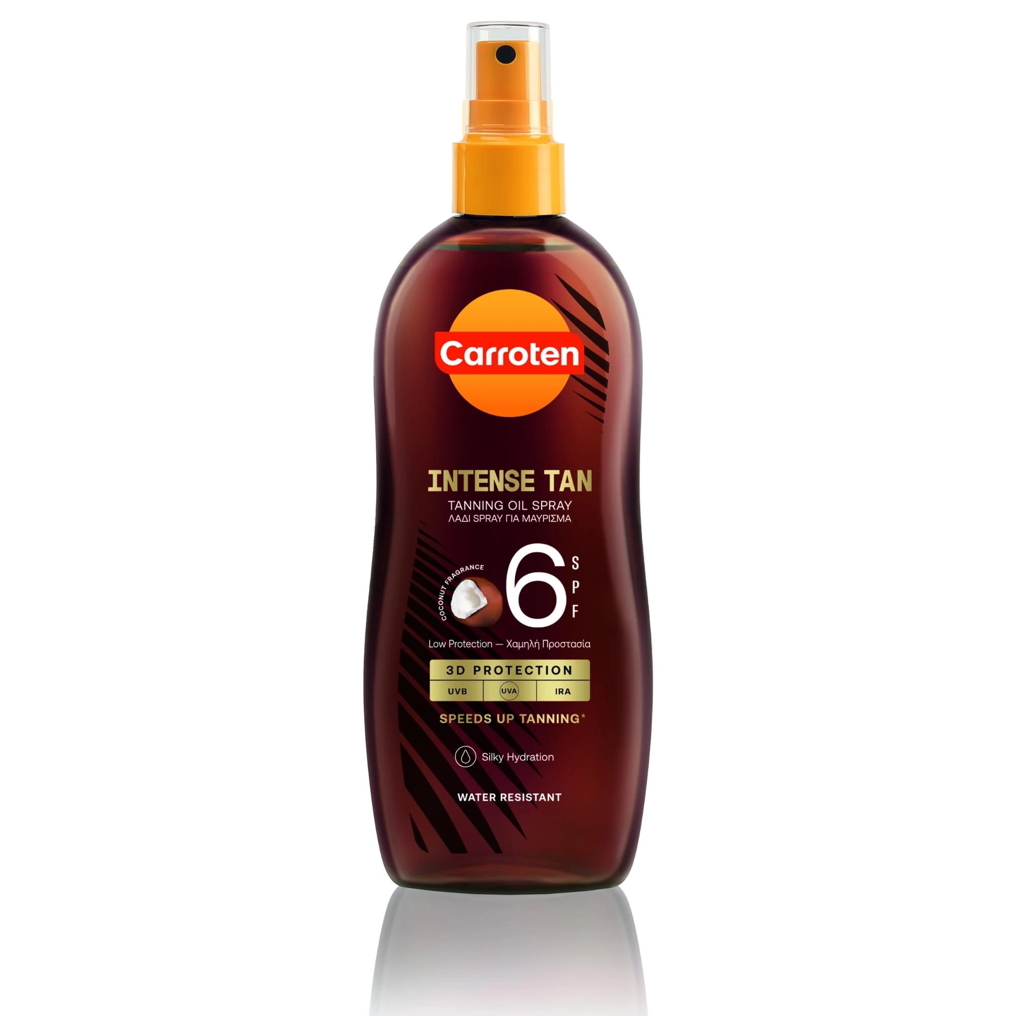 Carroten Intensive Tanning Oil SPF 6, 200 ml - Tanning Accelerator with Coconut Fragrance - Tanning Oil spray with Sun Protection